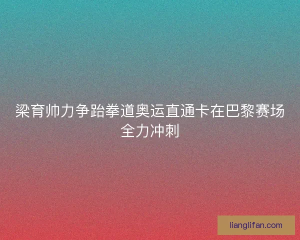 梁育帅力争跆拳道奥运直通卡在巴黎赛场全力冲刺